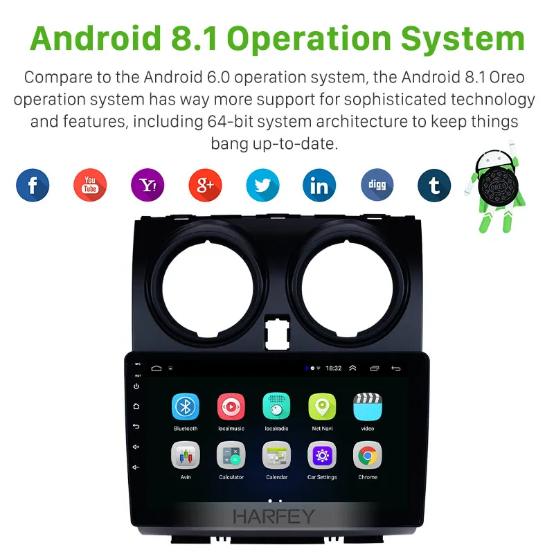Clearance Harfey Android 8.1 for NISSAN Qashqai 2006-2015 J10 Radio 9" for GPS Navigation Bluetooth USB Carplay DVR 3G WIFI OBD2 DVR 1