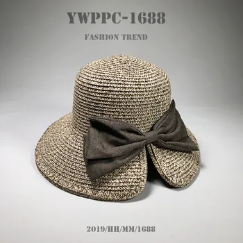 

Sun Hat Female Korean-Style Ins Elegant Bow Fisherman Straw Hat Summer Travel Beach College Style Beach Hat
