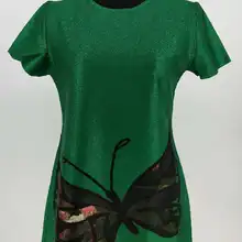 Фабричная короткая Дизайнерская Женская длинная Повседневная футболка с круглым вырезом и бабочкой