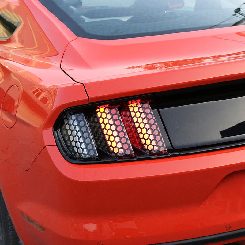 6 шт./компл. черный ПВХ задний фонарь соты стиль наклейки Накладка для Ford Mustang