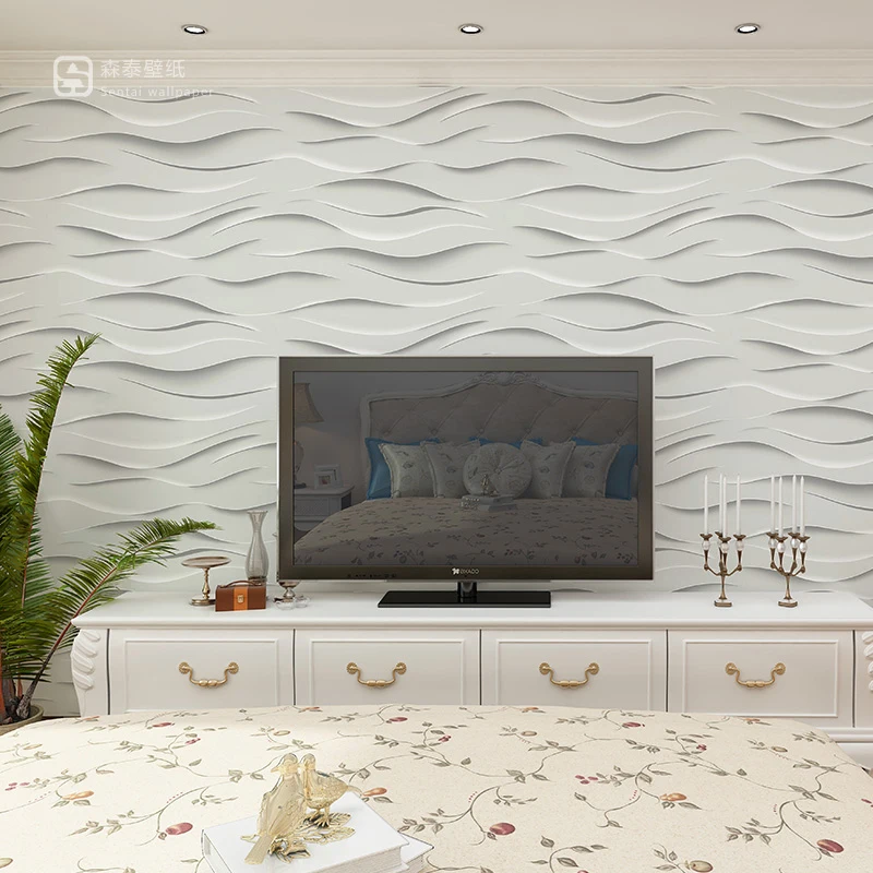 Современные Простые полосы белые 3d волнистые линии обои гостиная спальня столовая ТВ фон обои 3d