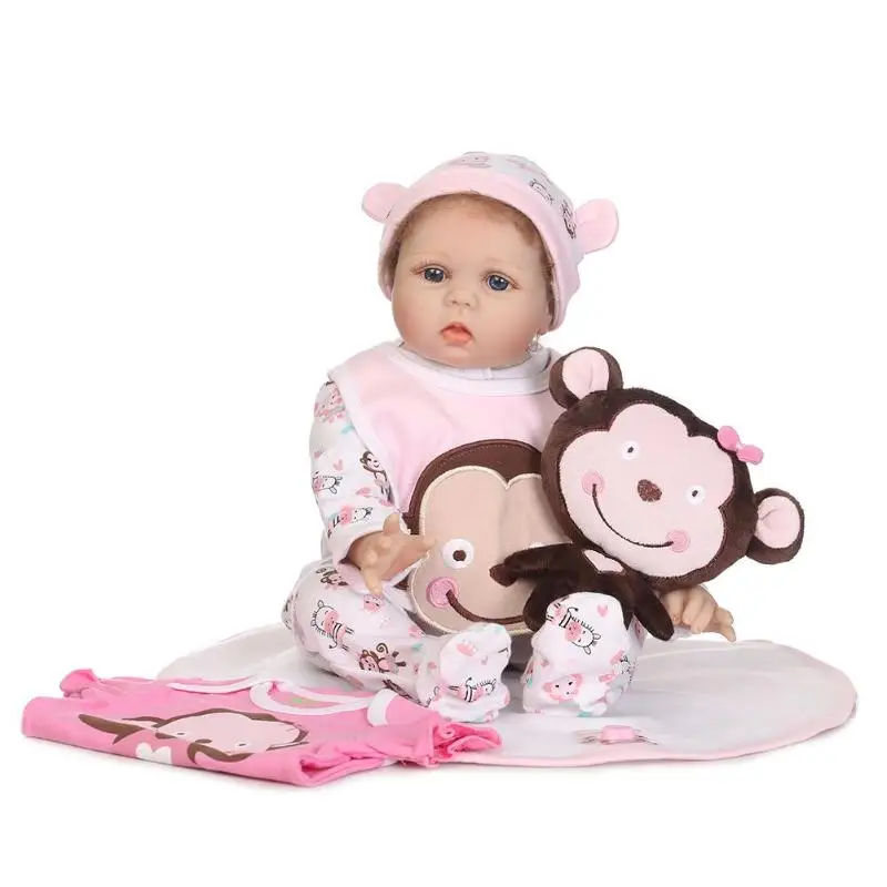 

NPK 55cm Lovely Soft Silicone 3D Lifelike Simulation Reborn Baby Doll Kids Playmate Cloth Doll Toys Gifts