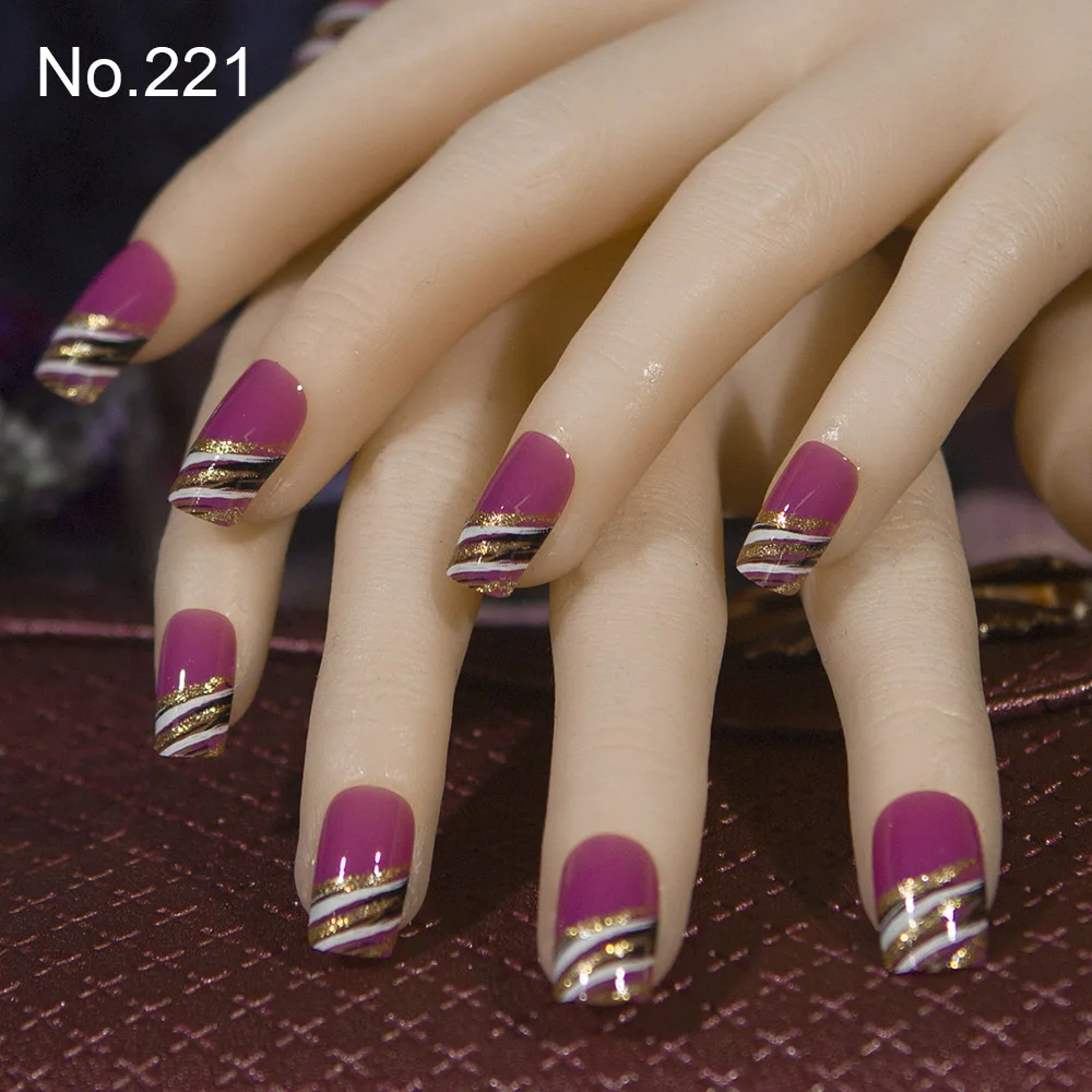 

Fashion 24pc/set 10 Sizes Fake Nails Full Cover French False Nail Tips With Double-Sided Nail Adhesive Sticker 221