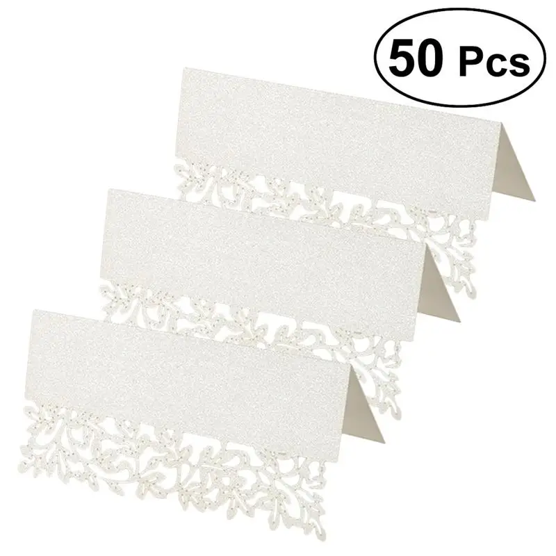 50pcs Hollow Table Name Place Cards Small Tent Cards for Wedding Birthday Festival Party Supplies