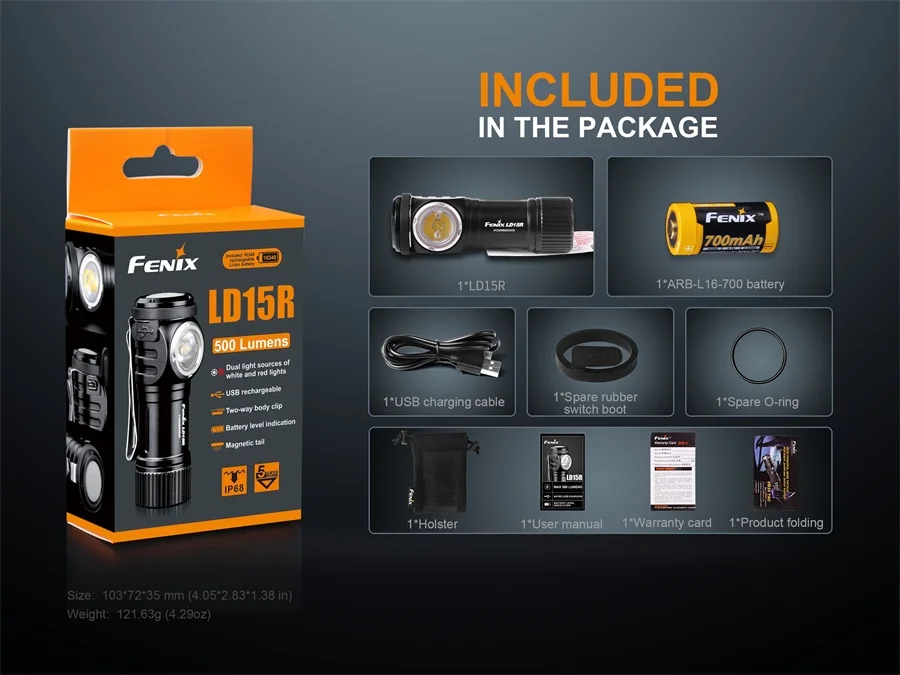 Fenix LD15R Cree XP G3 светодиодный 500 люмен Портативный с эффектом приближения c зарядкой