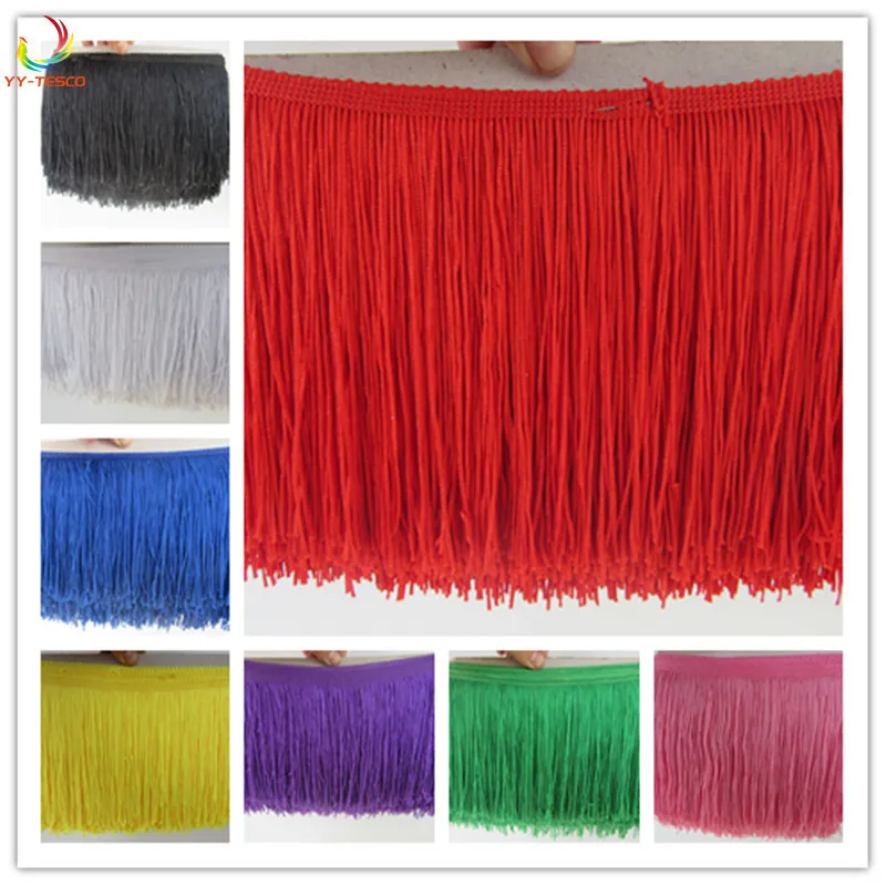 

Hot 1 Yard 15CM Long Lace Fringe Trim Polyester Tassel Fringe Trimming For Diy Latin Dress Stage Clothes Accessories Lace Ribbon