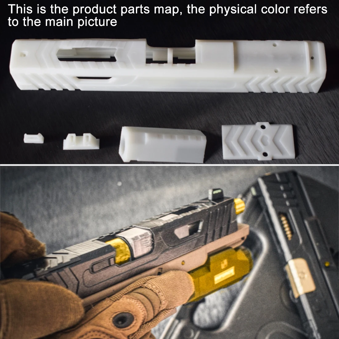 

High-Tough Polishing Resin Sliding Sleeve Kit For SKD Glock G18 - Sliding Sleeve Iron Black + Shell Window Metal Silver Gel