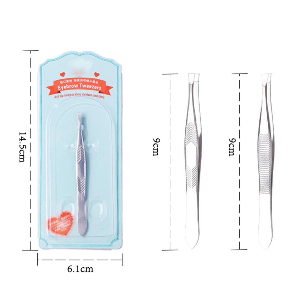 2 шт. пинцет для бровей из нержавеющей стали для удаления волос на лице триммер для бровей зажим для ресниц косметический инструмент для макияжа(случайный цвет