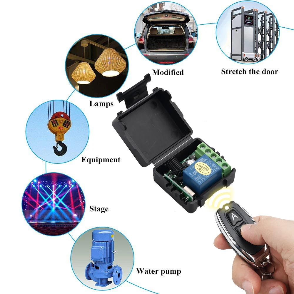 

433 Mhz Universal Wireless Remote Control Switch DC 12V 1CH Relay Receiver Module and RF Transmitter Electronic Lock Control
