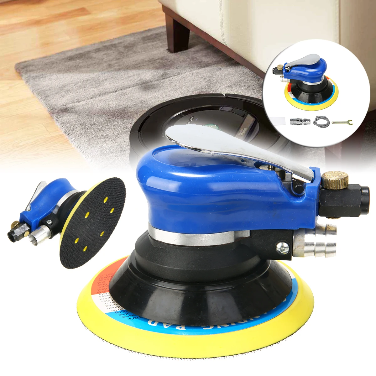 

Random Orbital Sander Set 6 Inches Air Random Orbital Palm Sander Low Vibration Auto Body Orbit DA Sanding Machine