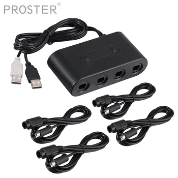 

Proster Gamecube Controller Adapter Connection Tap Converter with 4 Extension Cables or Wii U,PC USB and Switch Gamecube adapter