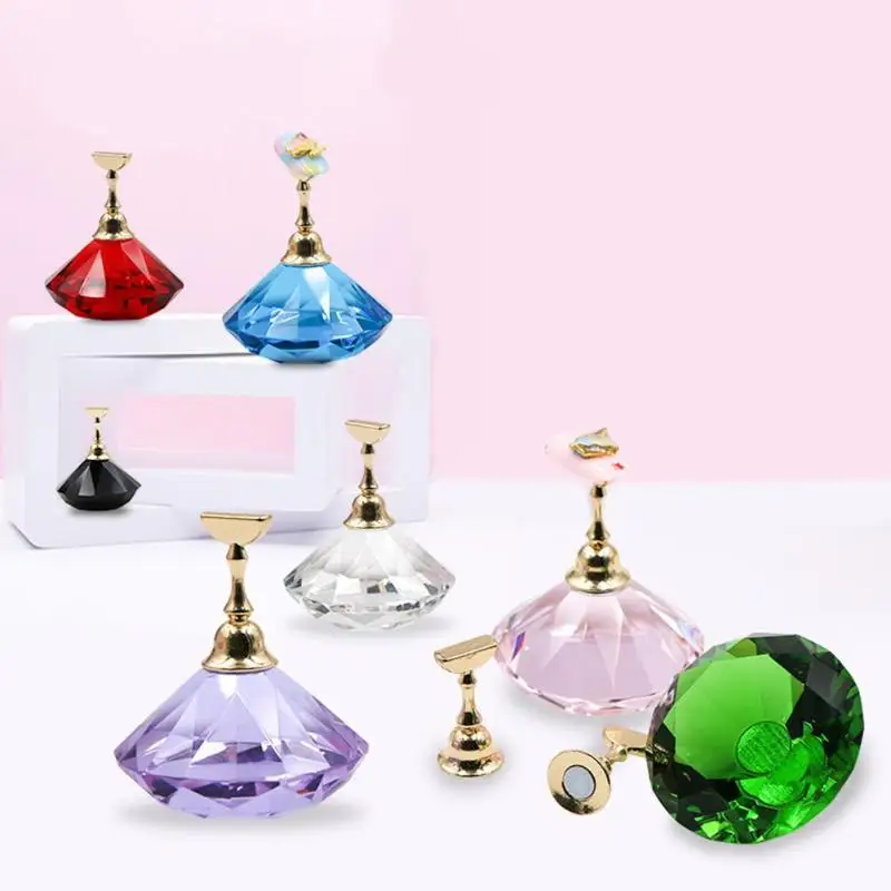 

5pcs 4 Color False Nail Art Display Rhinestone Crystal Nail Tip Practice Stand Base Manicure Support Brace Salon Manicure Tool