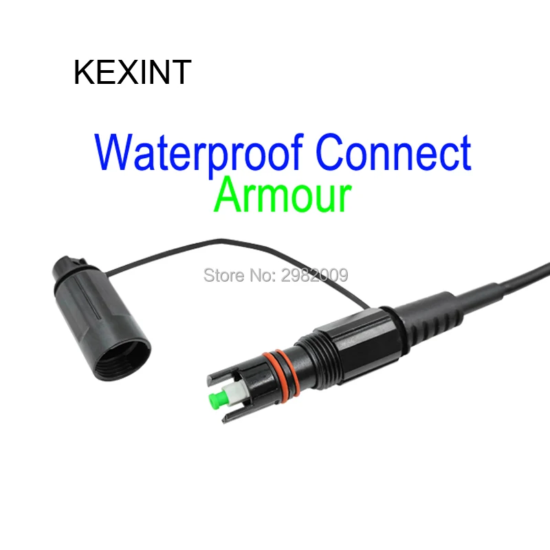 

KEXINT FTTH Fiber Optic Patch cord 3m with Cor ning waterproof IP68 SOS Armour Connector SC/APC / 5Piece