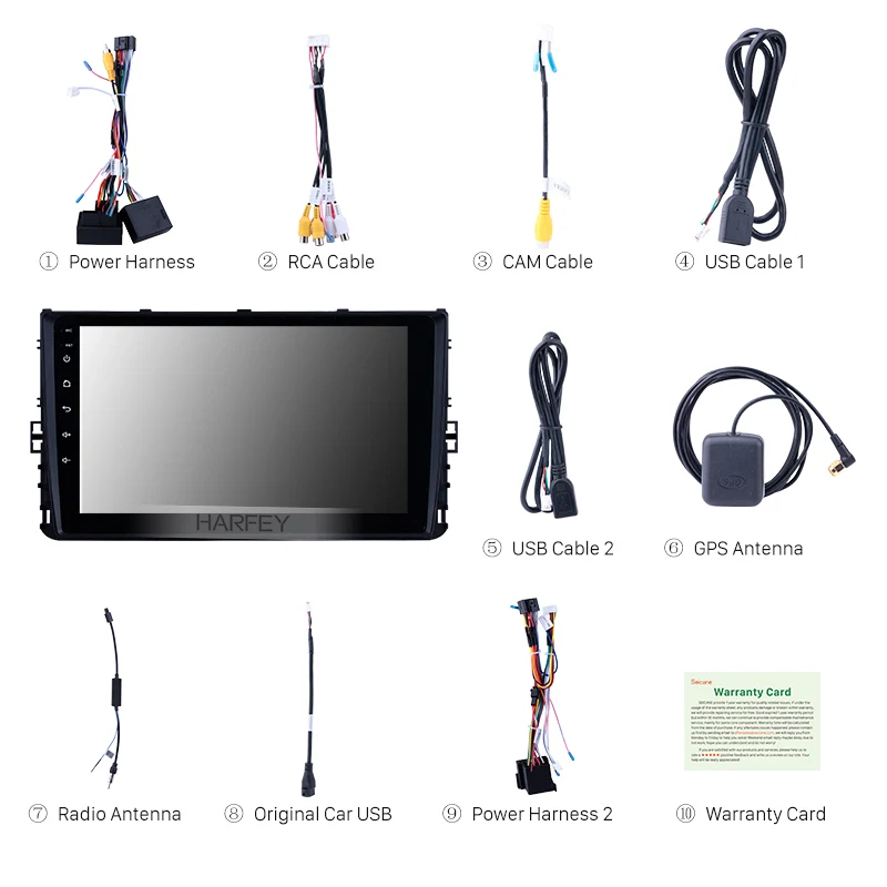 Sale Harfey GPS Multimedia Player Android 8.1/7.1 Car Radio Stereo Touchscreen 9" 2Din Head Unit For VW Volkswagen Universal With USB 3
