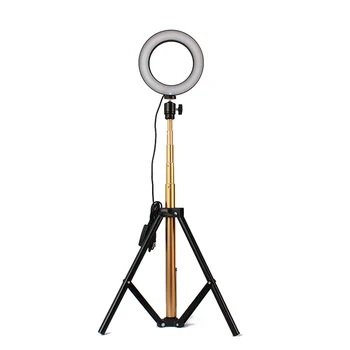 

DC5V 7/6/5W LED Light Camera Lamp Telescopic Tripod USB Color Temperature Changing for Live Show Taking Pictures 16/20/26CM Gold