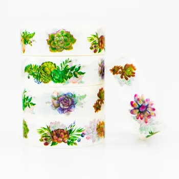 

Japanese Succulent Plants Washi masking tape sticky color decorative tape set DIY decoration office stationery scrapbook 1PCS