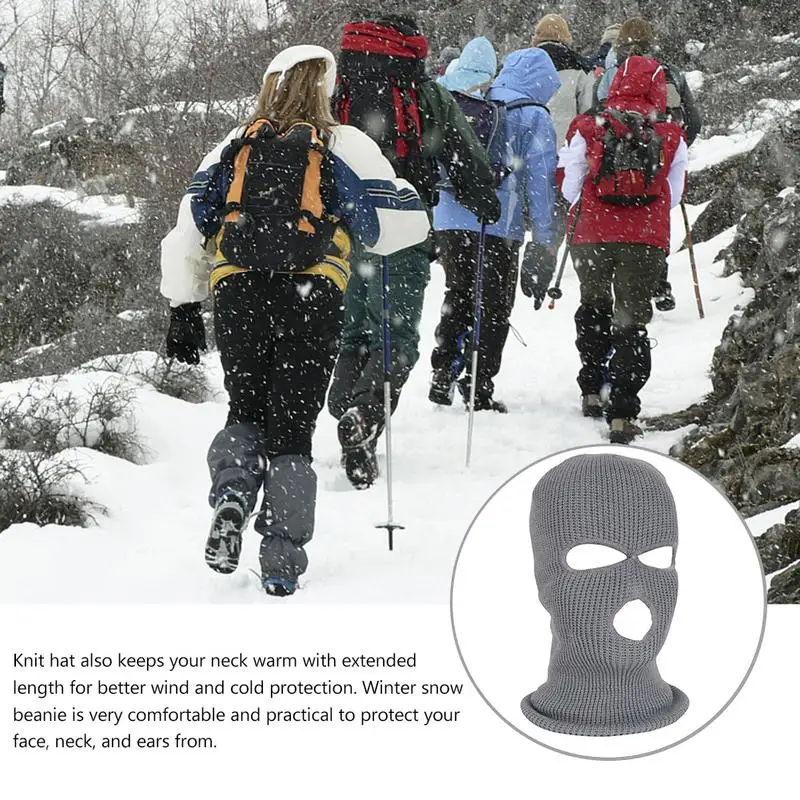 Полнолицевая маска три 3 отверстия Балаклава вязаная шапка зима стрейч Снежная маска термальная Лыжная маска Теплые маски для лица