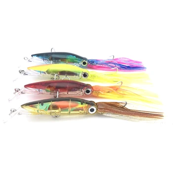 

4Pcs Fishing Soft Lure 40g/PC Colorful Luminous Squid Paddle Tail Fishing Lures Luya Bionic Soft Bait Fly Fishing Accessories