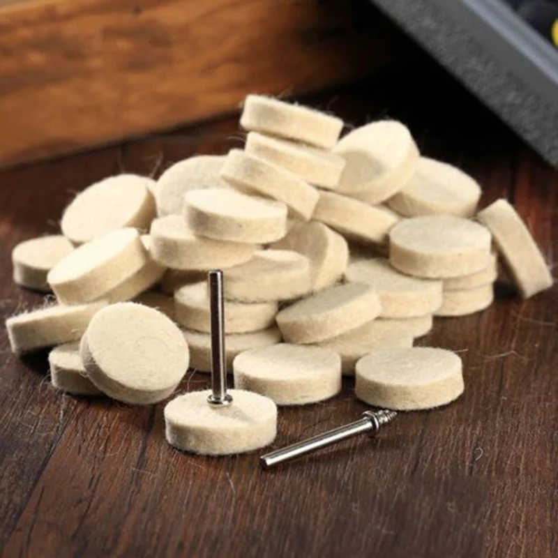 

50pcs Wool Felt Polishing Wheel Buffing Pad + 2 Pods For Rotary Tool Accessory