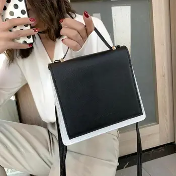 

Women Chic Messenger Shoulder Bags Tote High Quality PU Leather Crossbody Bag for Ladies Square Portable Handbag 2019 New
