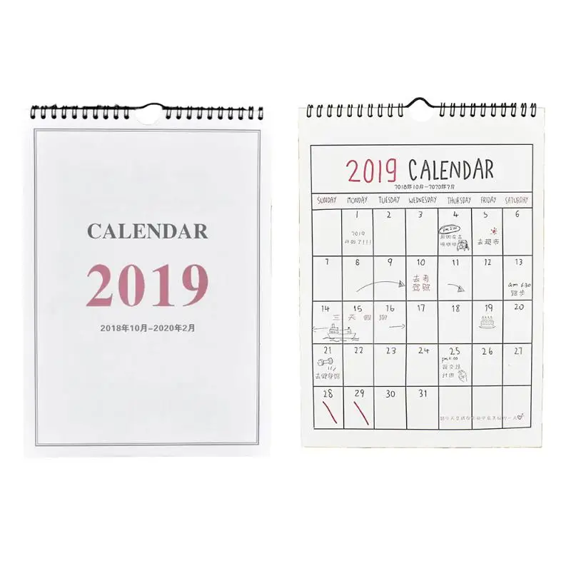 

2019 Calendar Hand Drawing Simple Hanging Calendar Mini Desktop Paper Scheduler Table Planner Yearly Agenda Organizer