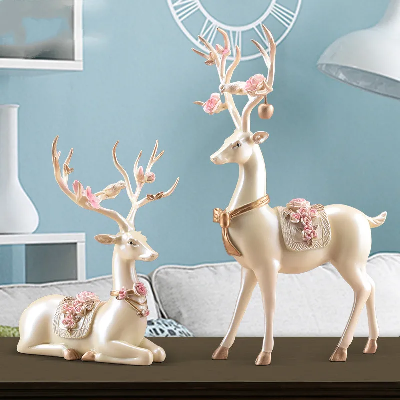 

figurines Resin decoration Crafts vintage home accessories for living room desk decor Europe nordic deer Animal American Style