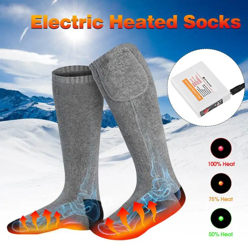 Unisex Outdoor Indoor Electric Heated Socks Thermal Cotton Rechargeable