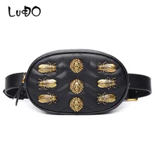 LUCDO модная металлическая поясная сумка с изображением Льва роскошный брендовый кожаный женский ремень мини-сумка женская нагрудная сумка для телефона высокое качество сумки