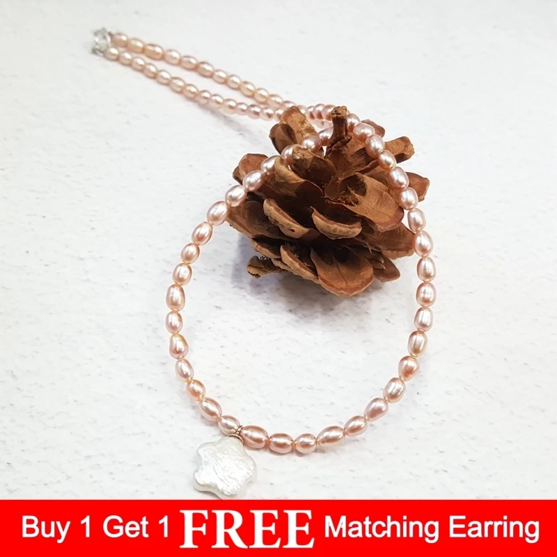 

Lii Ji High Luster Real Tiny Freshwater Pearl with Real Pearl Flower Shape Pendant Real 925 Sterling Silver Fashion Jewelry