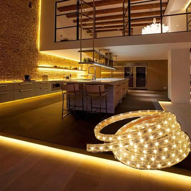 cheap Led Strip 220V Waterproof Light 3528 60 Led Meter Outdoor Lighting Decorative Garden Christmas Led String Lamp Warm White 5M