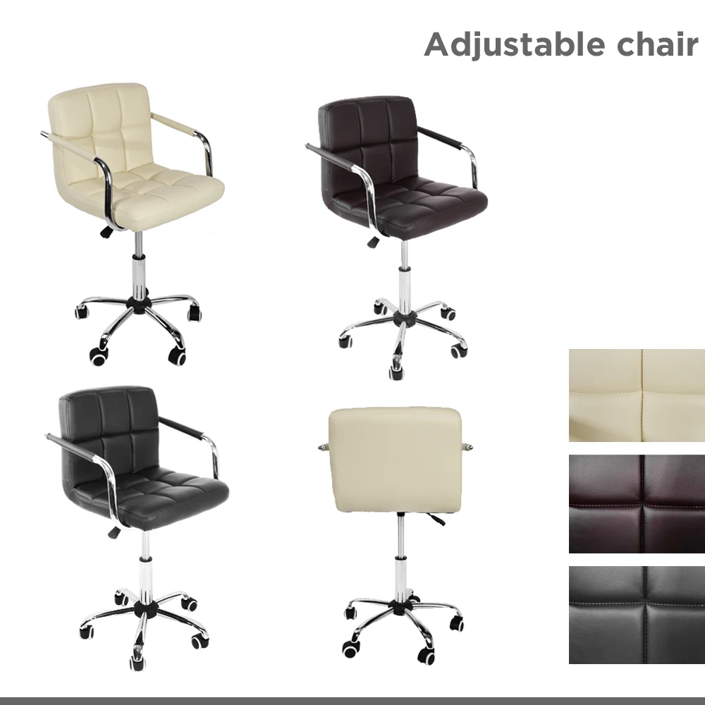  Panana Office Small Chair Faux Leather Chrome Bedroom Gaming Seating with 5 castor-wheel Arm rest A - 32975236862