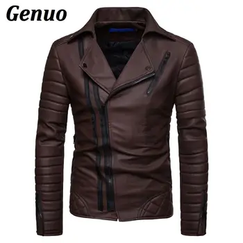

Genuo Winter men's leather jacket coat classic motorcycle leather jacket Winter warm windbreaker clothing biker jacket men