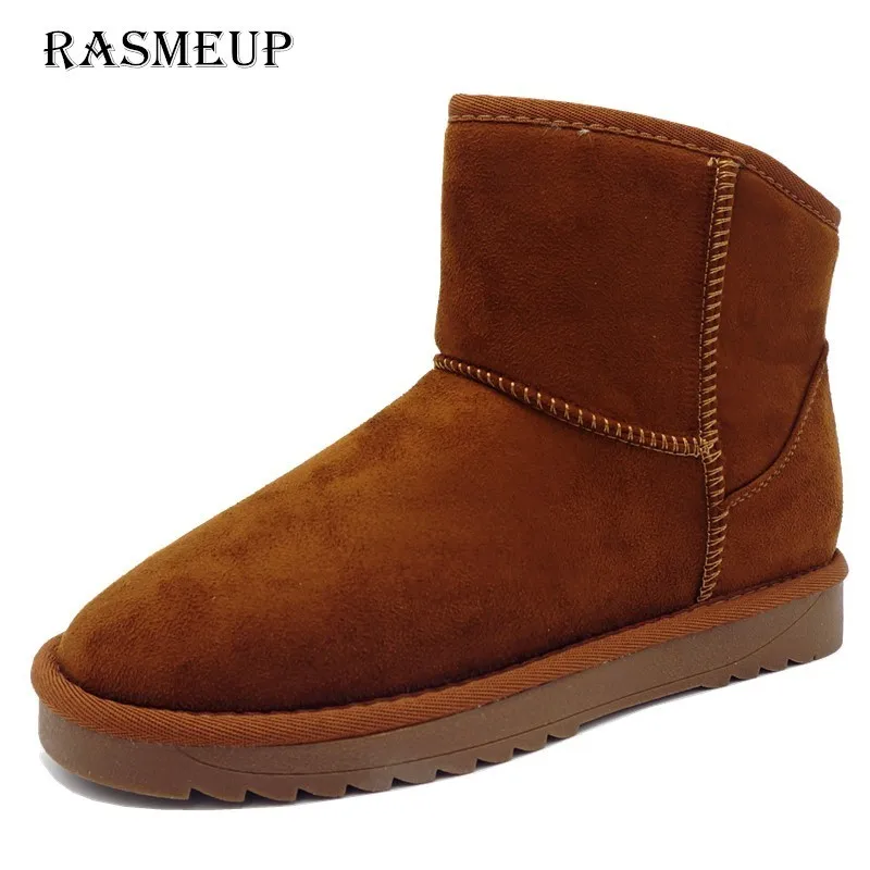 

RASMEUP Women Snow Boots Suede Winter Women's Ankle Boots 2018 Brand Fur Warm Women Platform Snowboots Slip On Fur Ladies Shoes