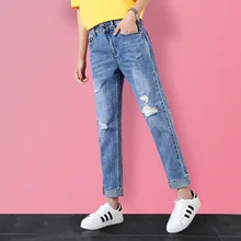 CTRLCITY Новые Джинсы бойфренда рваные женские джинсовые брюки винтажные прямые джинсы для девочек с высокой талией повседневные брюки