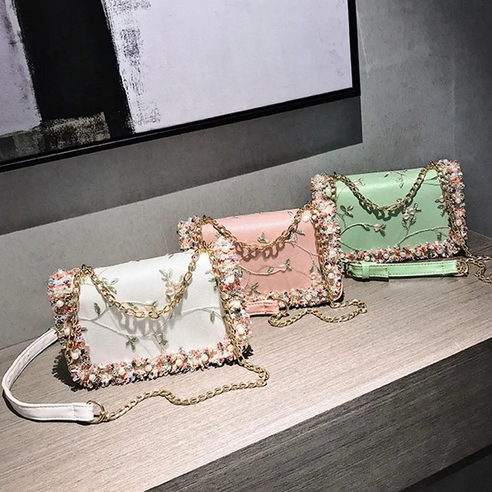 PinShang женская элегантная кружевная Цветочная сумка на одно плечо портативная Повседневная универсальная цепочка Сумка