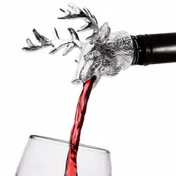 Горячая Распродажа Творческий цинковый сплав олень Глава вино Pourer уникальные винные бутылки пробки аэраторы для вина Барные инструменты