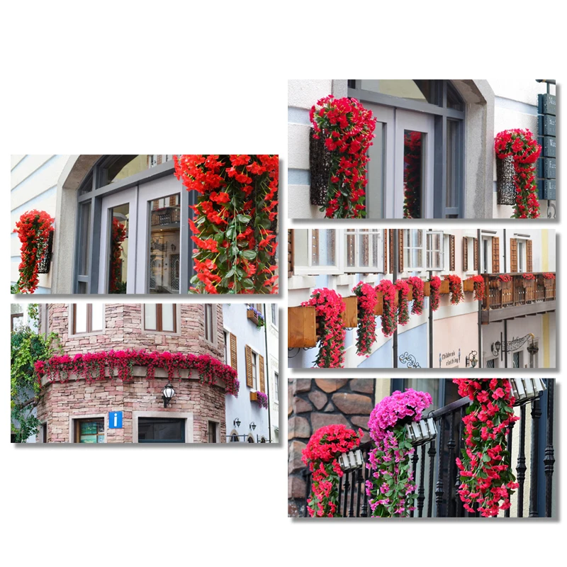 1x Artificial Flowers Hanging Garland Balcony Plant Home Decor Artificial Violet Flowers 1x Artificial Flowers Hanging Garland Balcony Plant Home Decor Artificial Violet Flowers