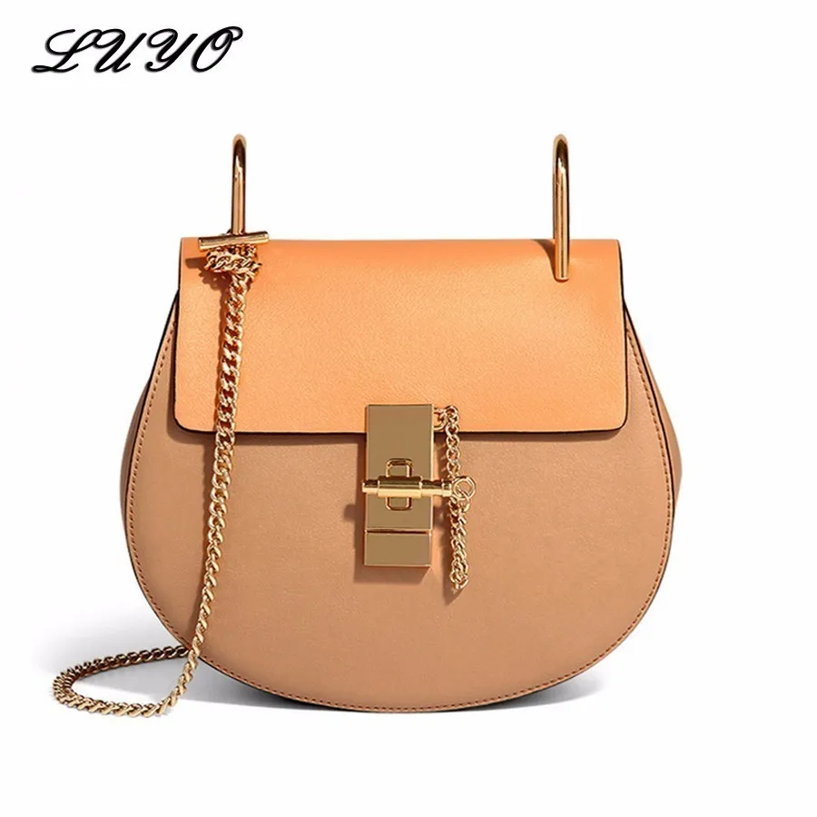 LUYO Saddle Famous Brand Luxury Handbags Women Bags Designer Genuine Leather Bag High Quality Shoulder Bag Small Chain Bag Sac