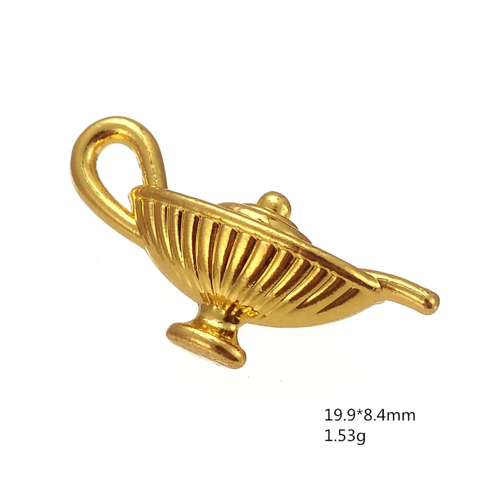 LIKGREAT Indian Magic Aladdin Lamp Shape Charms for Jewelry Making Silver Gold Color Metal Charm Pendant for Custom Accessories LIKGREAT Indian Magic Aladdin Lamp Shape Charms for Jewelry Making Silver Gold Color Metal Charm Pendant for Custom Accessories