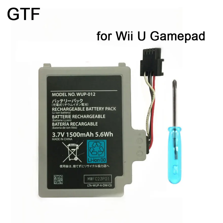 

GTF 3.7V 1500mAh Rechargeable Battery Pack Replacement for Nintendo Wii U Gamepad Controller Replacement Gamepad Accessories