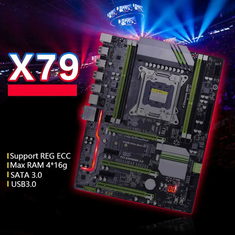 X79P материнская плата LGA2011 ATX USB3.0 Sata3 Pci-E NVME M.2 Ssd Поддержка REG ECC памяти и процессор Xeon E5 материнская плата