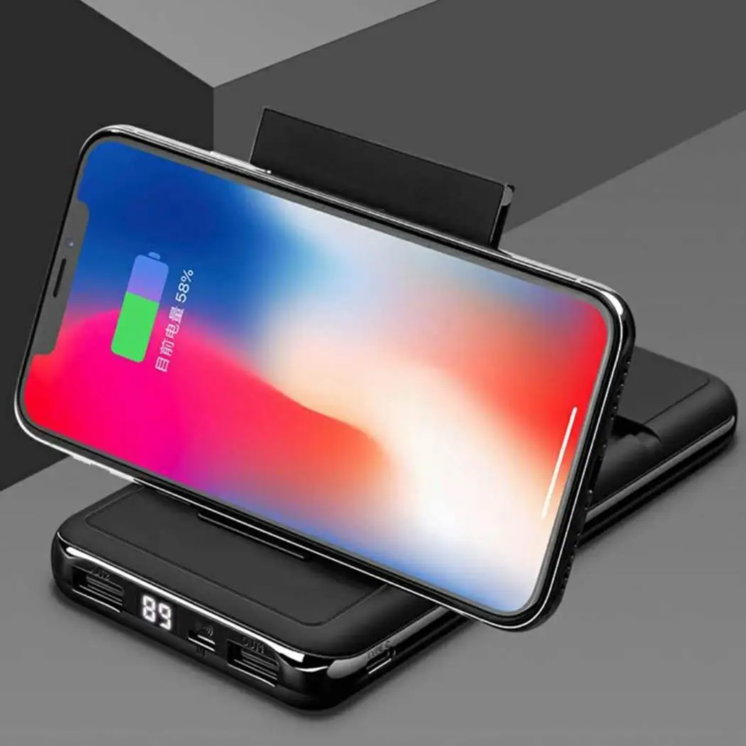 Orange Plastic Power Digital Bank Gray Stand Quick Display Black Charger 10000mAh With Charge Qi Wireless Orange Plastic Power Digital Bank Gray Stand Quick Display Black Charger 10000mAh With Charge Qi Wireless