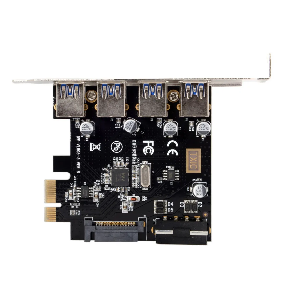 Zihan 4 порта PCI-E для USB 3,0 концентратор PCI Express Expansion Card адаптер 5 Гбит/с для материнской платы