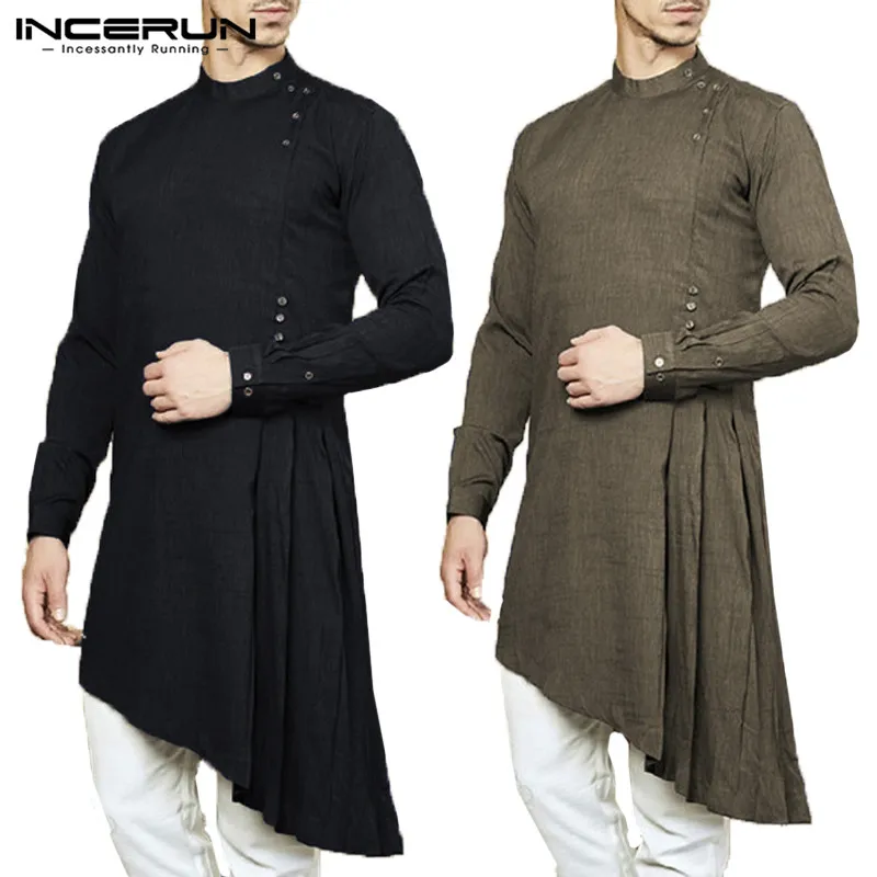 NEW Muslim Islam Kurtas Suit Indian Dress Mens Shirt Long Sleeve