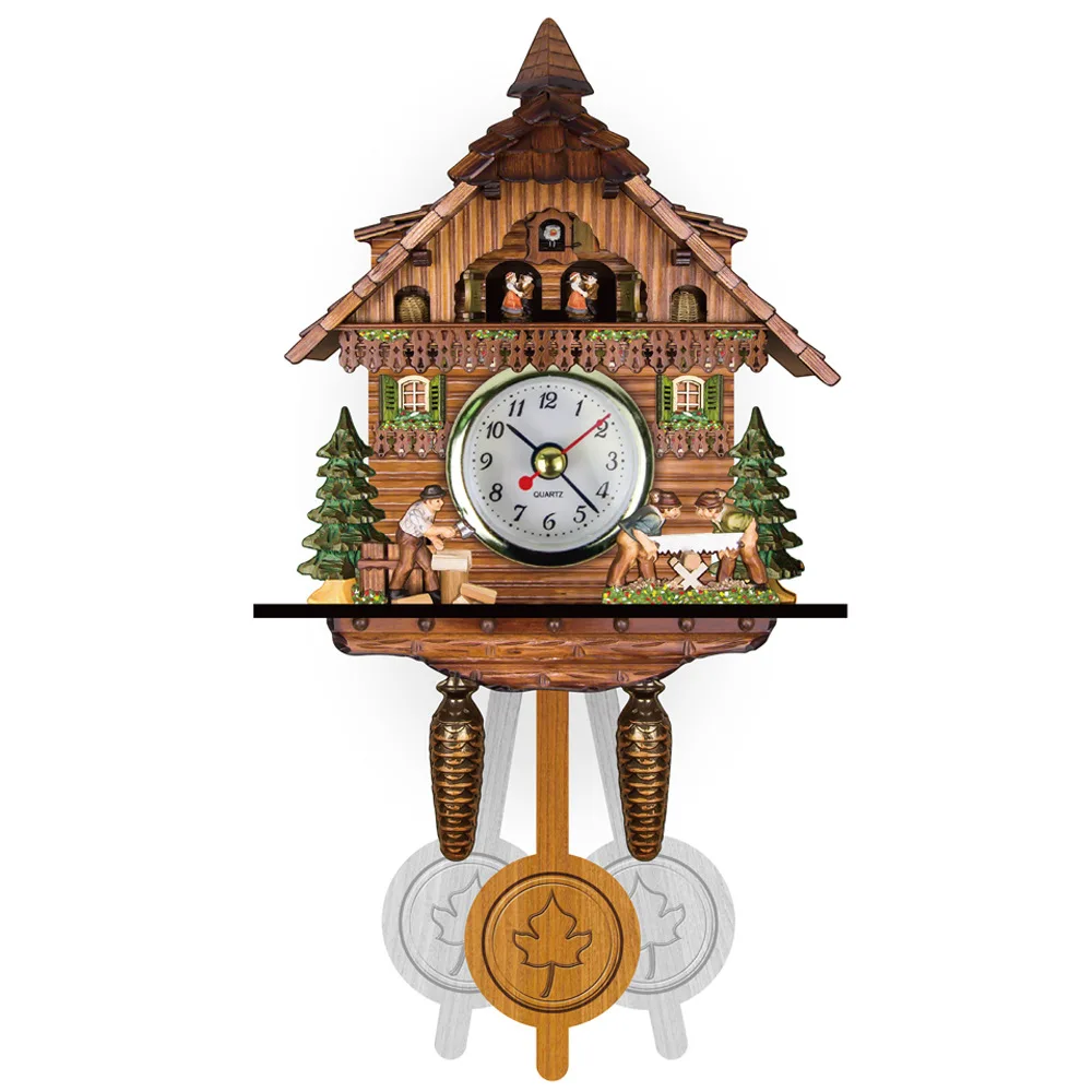 

Retro Vintage Cuckoo Clock Forest Quartz Swing Wall Clocks Pendulum For Home Decor MDF Woodboard Wall Clock Wall Decoration