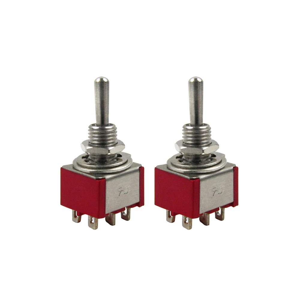 Новый 2 шт. красный электрогитара Мини тумблер 3 Way ON/OFF/ON AC 125V 250V 5A2A для гитарных