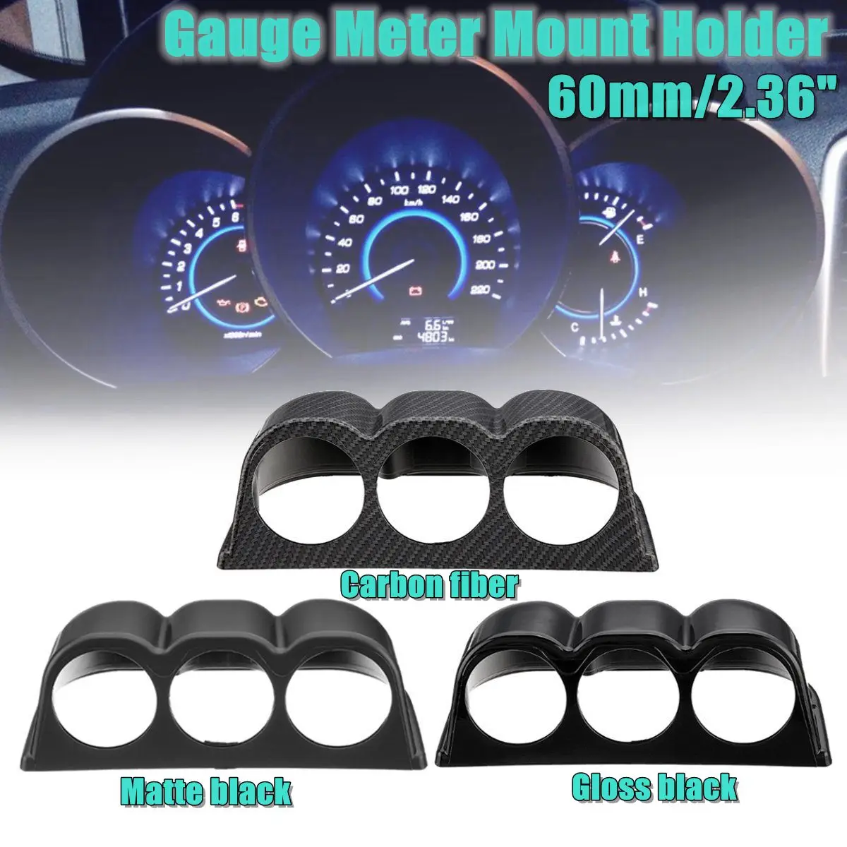 

2.36" 60mm Universal Car Auto 3 Triple Hole Dash Meter Gauge For Pod Holder Durable 3 Hole Car Dash Gauge Meter Mount Holder