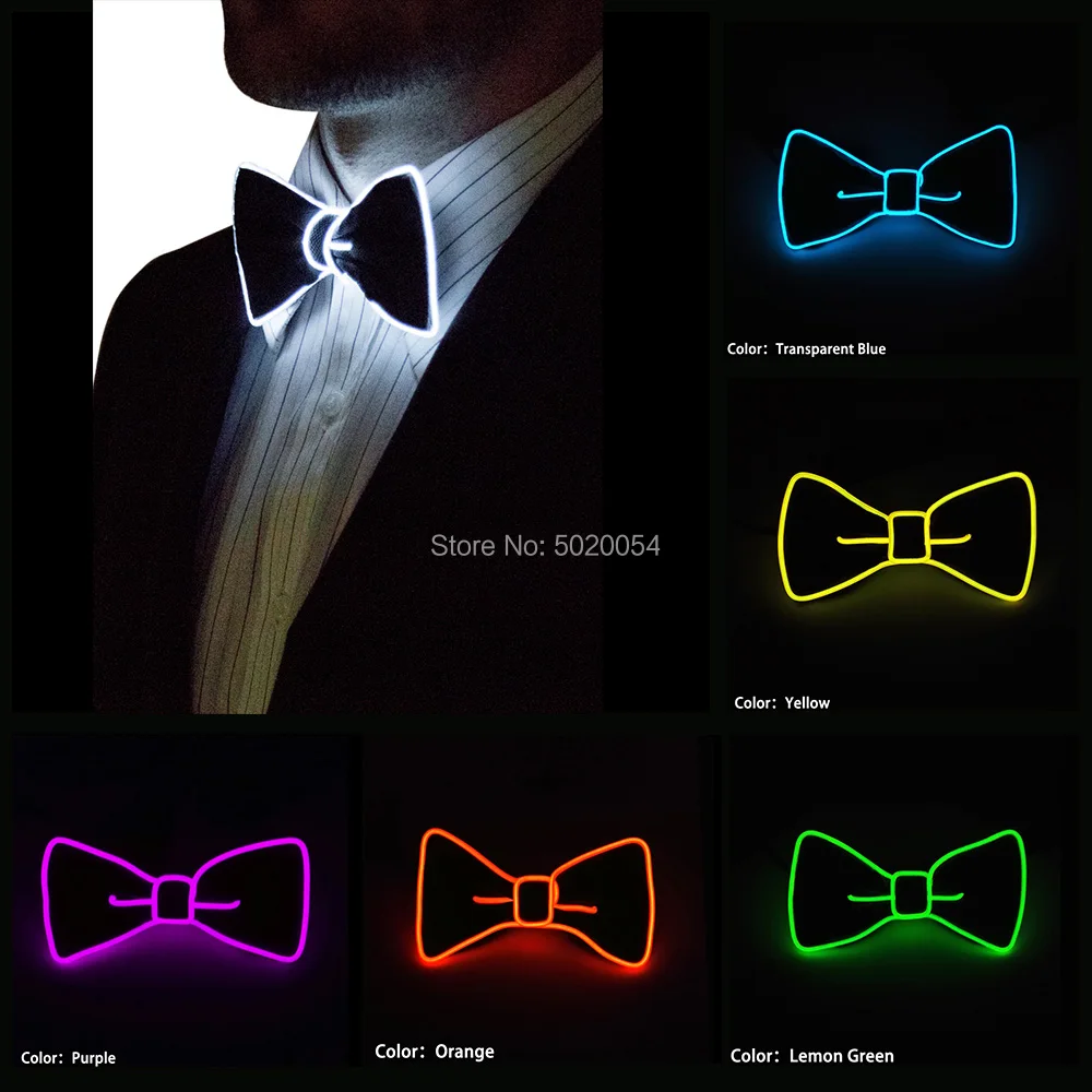 

2019 Hot Sale Men's Costume Accessories EL Wire Glowing Bow Tie Suit LED Luminous Bow Tie For Carnival Festival Party
