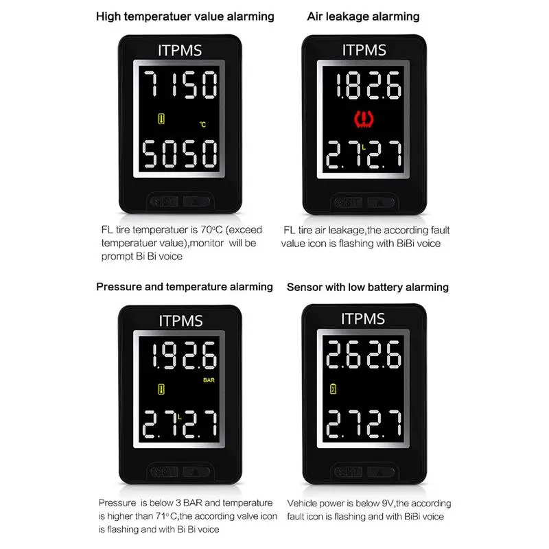 Только для автомобиля Toyota CAREUD U912 TPMS Беспроводная автоматическая система контроля давления в шинах с 4 внешними датчиками ЖК-монитор