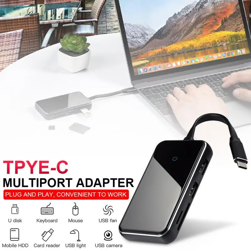 

Multiport Adapter 6 in 1 USB C to HDMI 4K,USB 3.0,Converter Hubs for MacBook Pro 2017, USB-C Thunderbolt 3 Compatible Device